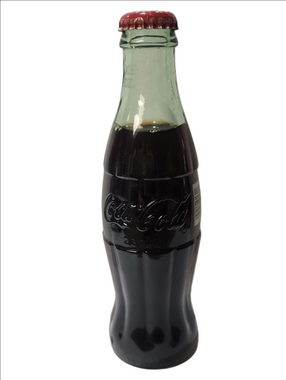 Coca Cola Glass Bottle with Red Cap and Dark Cola Cokeville WY on Bottom